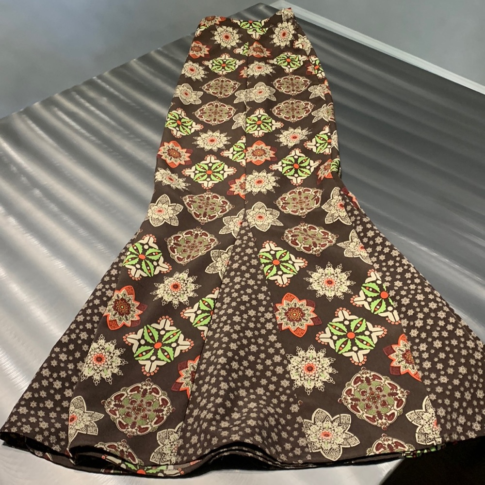 Christopher & Banks Brown Printed Trumpet Skirt Size 8